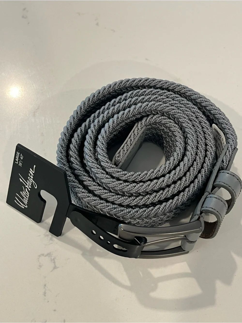 Walter Hagen Braided Grey Men’s Belt with Polished Buckle Size 38-40 Size L ⛳️